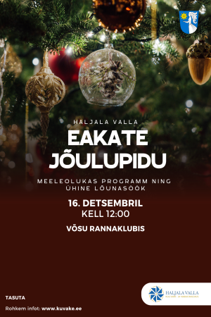 Haljala valla eakate jõulupidu 16. detsembril kell 12:00